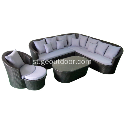 Mekhoa ea boikhathollo ea rattan sofa e nang le aluminium